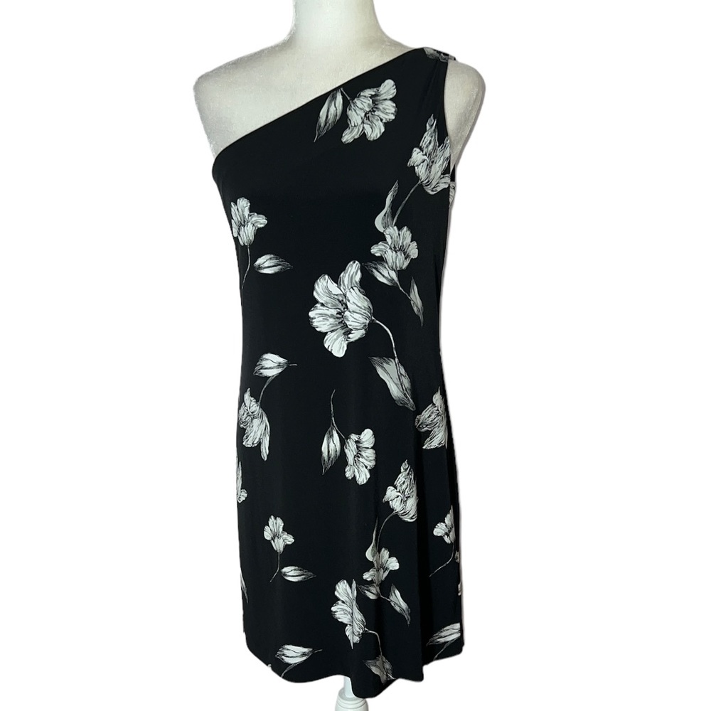 White House Black Market Floral One Shoulder Dress